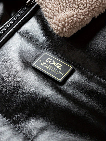 Herr Jacka – Trendig Vadderad Bomber med Pälsimitation Krage, Vardag & Casual