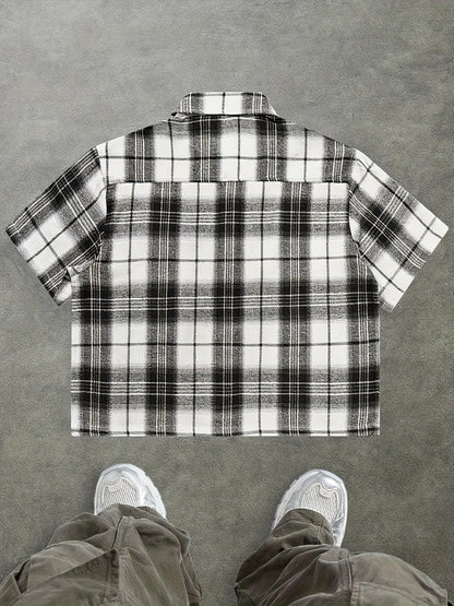 Herr Skjorta Kortärmad Rutig Avslappnad Streetwear Trendig