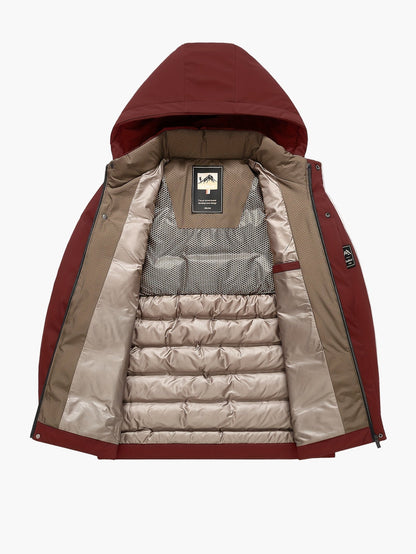 Herr Vinterjacka med Huva – Varm och Vindtät Pufferjacka för Fritid och Utomhusaktiviteter
