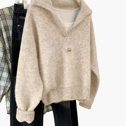 Damtröja Vintage V-ringad Stickad Höst/Vinter Fritidsstil