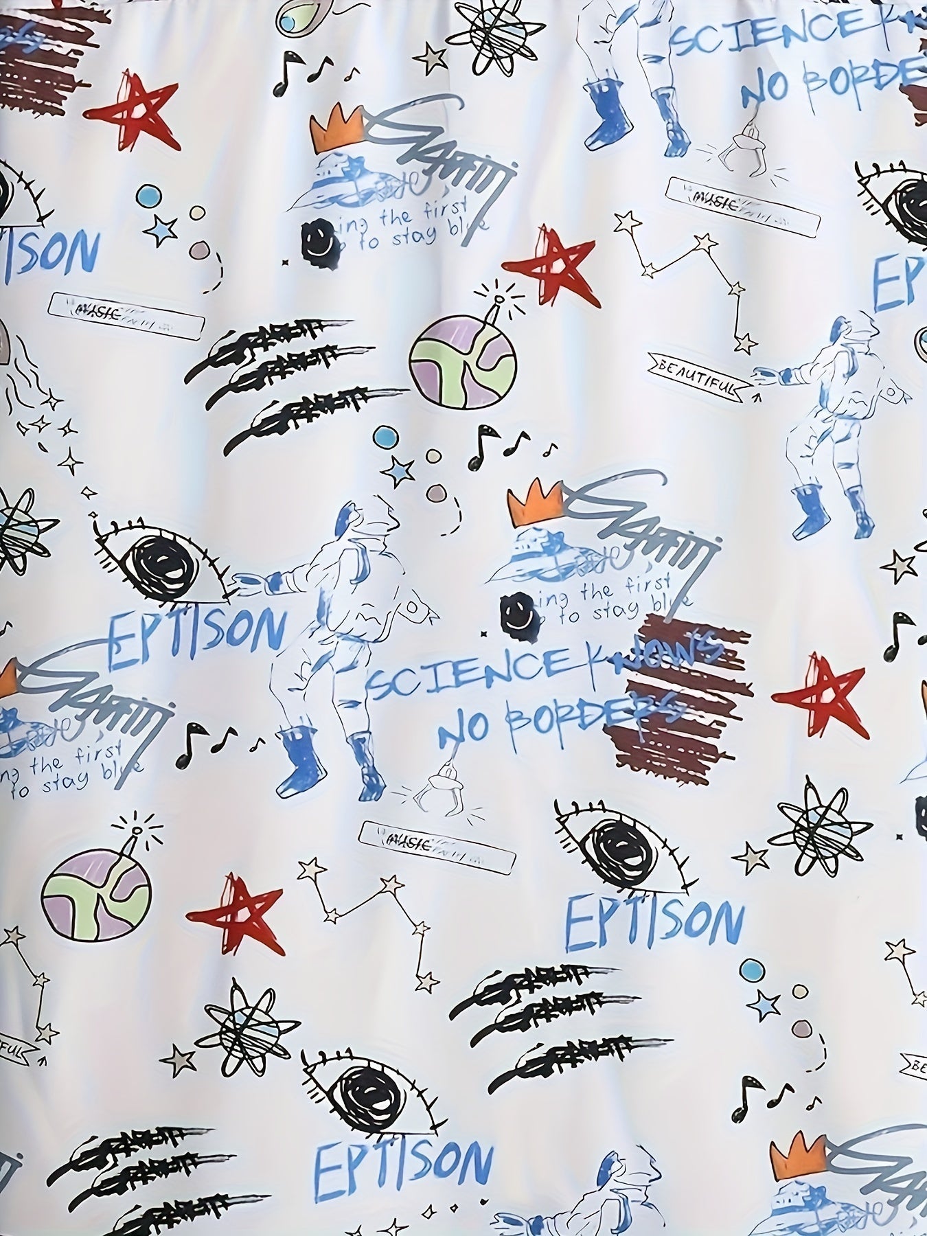 Herr Skjorta Kortärmad Streetwear Graffiti-Print Modern Casual Statement