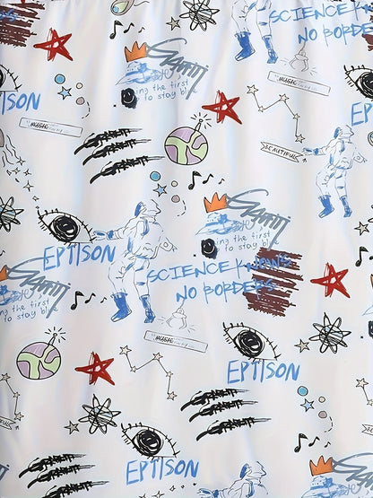 Herr Skjorta Kortärmad Streetwear Graffiti-Print Modern Casual Statement