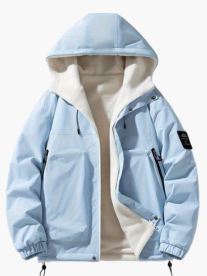 Herr Vind- och Vattentät Vinterjacka med Huva, Fodrad, Fritidsstil