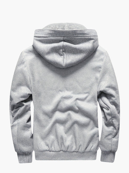Herr Vinterjacka med Huva – Varm Fodrad Hoodie för Vardagsbruk