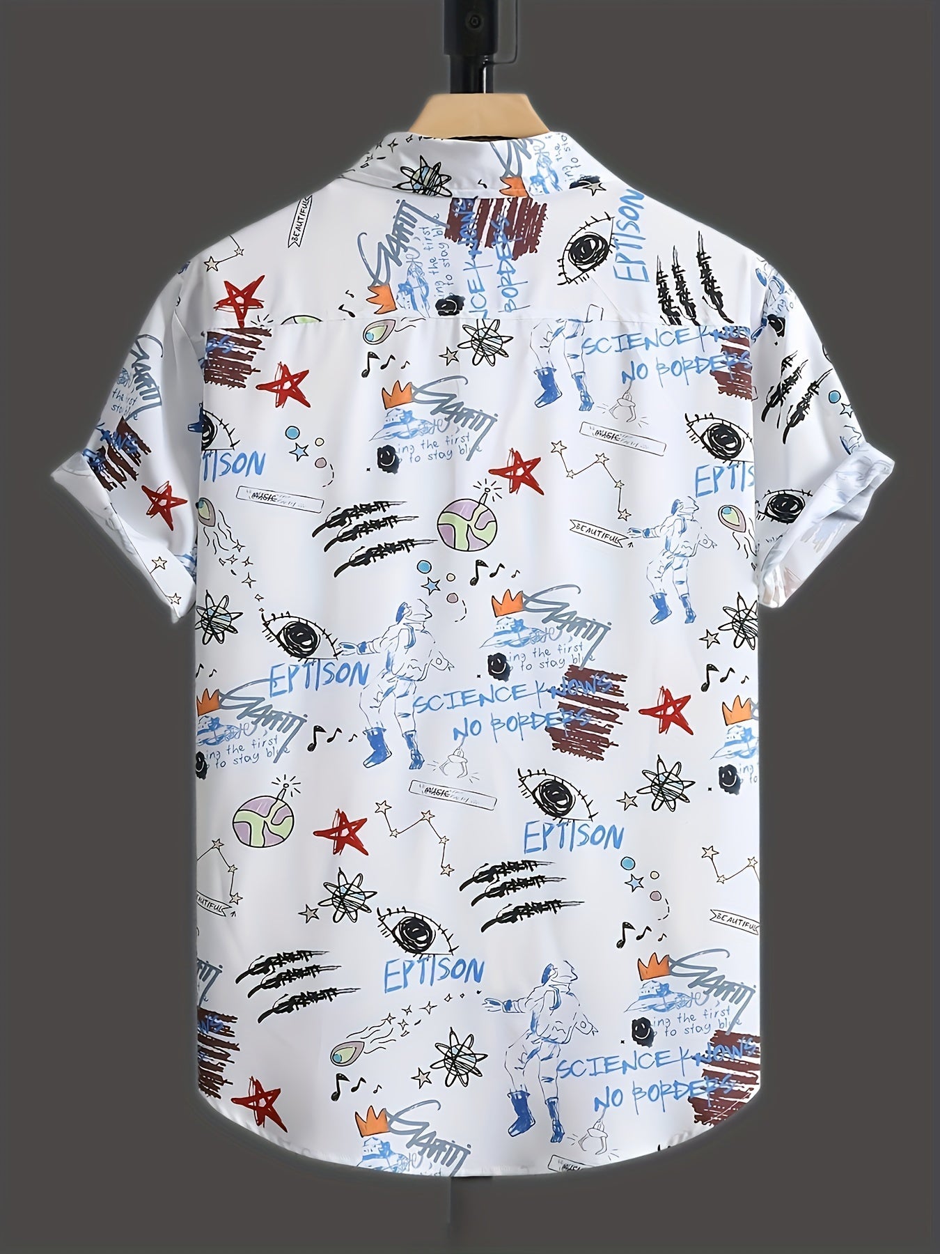Herr Skjorta Kortärmad Streetwear Graffiti-Print Modern Casual Statement