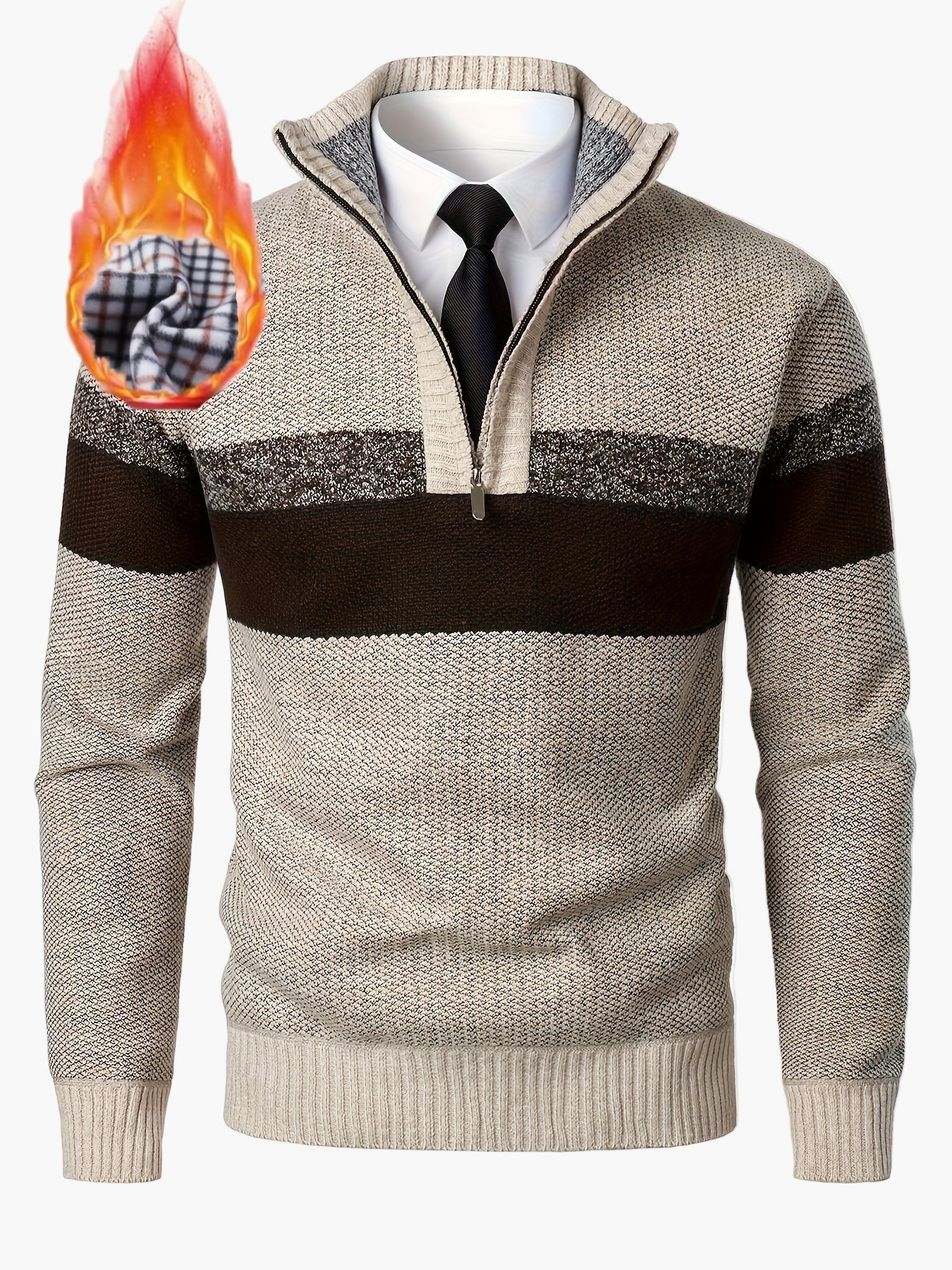 Herrtröja med kvartdragkedja och färgblock – Vardagsstil för höst och vinter