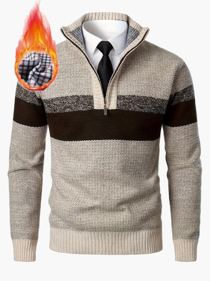 Herrtröja med kvartdragkedja och färgblock – Vardagsstil för höst och vinter