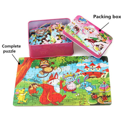 Barnpussel i trä med färgglada motiv – pedagogiskt leksakspussel för barn, förskola och present