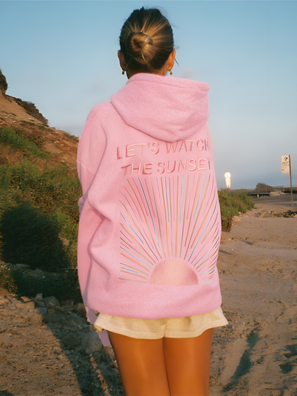Ruby – Oversize Damhoodie med Solnedgångsprint
