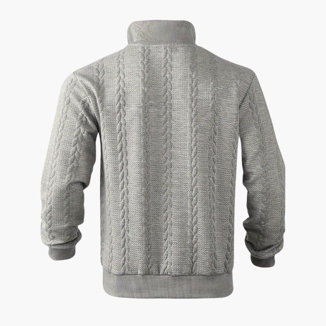 Herr Half-Zip Stickad Tröja – Klassisk Varm och Stilren Pullover för Vardag och Fritid