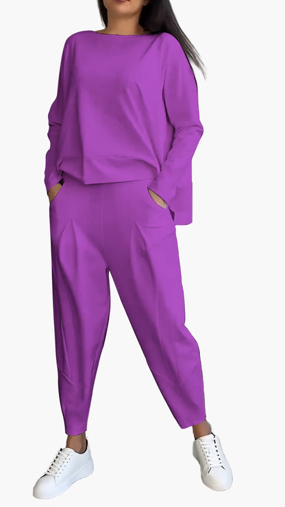 Damers avslappnade tvådelat set – trendigt och bekvämt loungewear för vardag och fritid