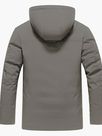 Herr Vinterjacka med Huva – Varm och Vindtät Pufferjacka för Fritid och Utomhusaktiviteter