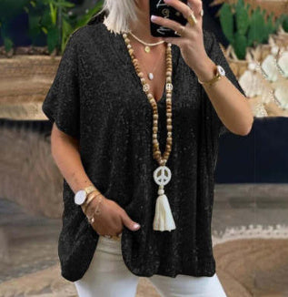 Michelle – Löst Pullover T-shirt med Paljetter
