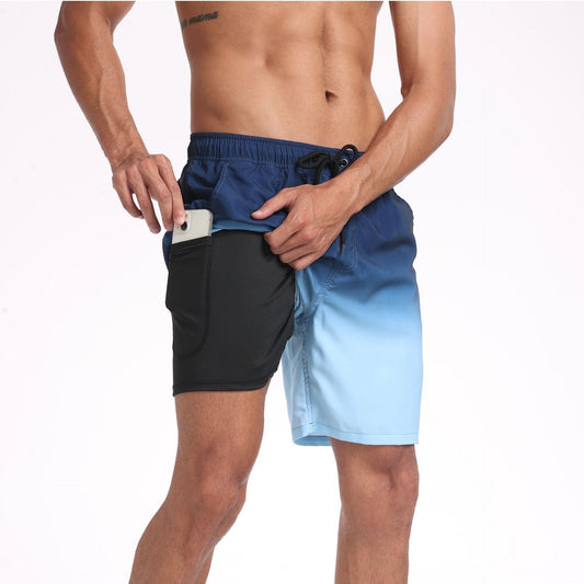 Herr Baddräktsbyxor Sportiga Strandshorts med Innerficka – Perfekta för Strand och Träning