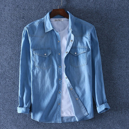 Ross – Denimskjorta i Bomull med Lång Ärmar