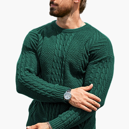 Herrstickad Tröja – Elegant Kabelstickad Pullover för Höst och Vinter – Avslappnad Stil