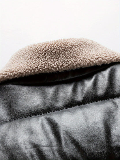 Herr Jacka – Trendig Vadderad Bomber med Pälsimitation Krage, Vardag & Casual