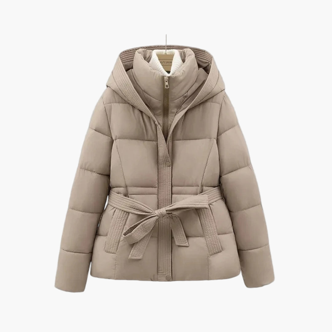 Dam Vinterjacka Parkas med Bälte – Elegant och Varm Kappa för Vardagsbruk