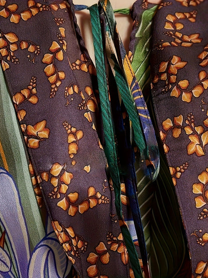 Damernas lyxiga kaftan kimono maxi – dramatisk orientaliskt mönster, perfekt för semester och kvällsbruk