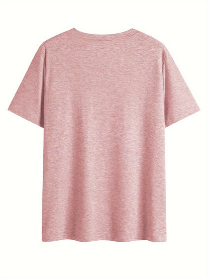 Dam T-shirt med v-ringning och blommönster – avslappnad sommarstil