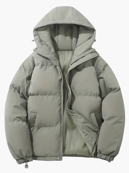 Herr Vinter Pufferjacka med Huva – Klassisk Stil & Optimal Värme för Kallt Väder