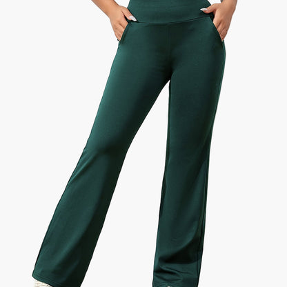 Dam Yogabyxor Flared Träningsbyxa med Fickor Bekväm och Modern Stil