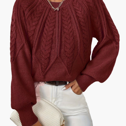 Damstickad Elegant Tröja med Kabelmönster för Vardag och Kontor