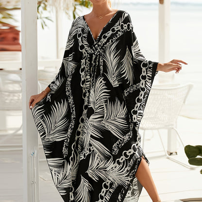 Damernas lyxiga kaftan i maxilängd för resort och strand