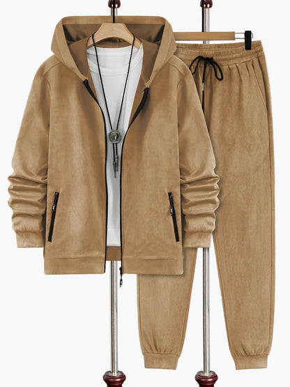 Herr Träningsset med Huvtröja och Joggingbyxor – Sportig och Avslappnad Stil för Vardag och Fritid