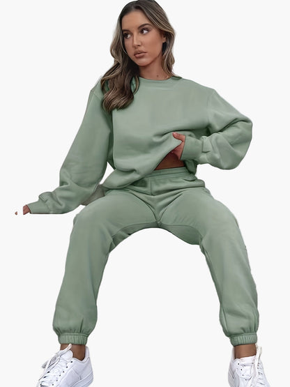 Damers avslappnade träningsset – Elegant sweatshirt och byxa för vardag och fritid