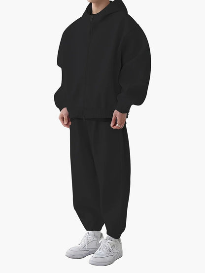 Herrarnas sportiga avslappnade set med hoodie och byxor – perfekt för träning och vardag