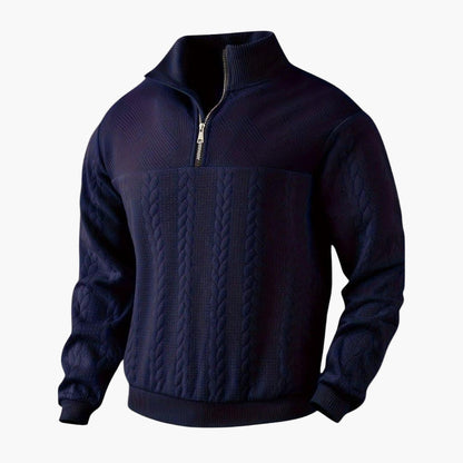 Herr Half-Zip Stickad Tröja – Klassisk Varm och Stilren Pullover för Vardag och Fritid