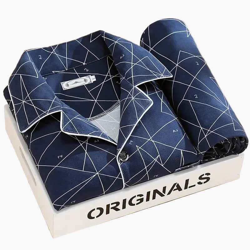 Herrpyjamas set – Klassisk och trendig pyjamas med vete-motiv, långärmad, perfekt för natt och lounge