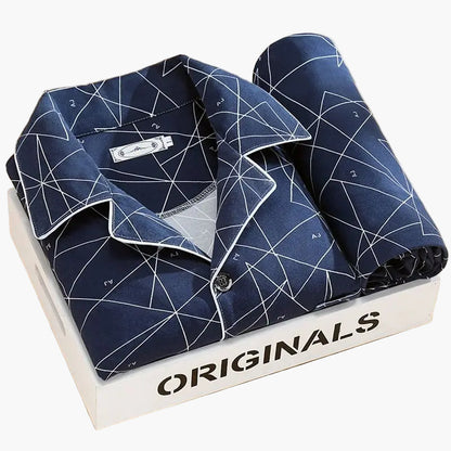 Herrpyjamas set – Klassisk och trendig pyjamas med vete-motiv, långärmad, perfekt för natt och lounge