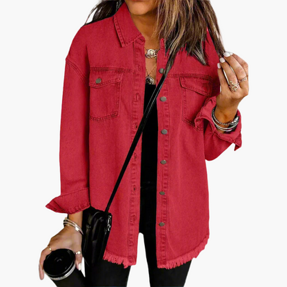 Dam Jeansjacka Oversized Casual Stil – Perfekt för Lager-på-lager och Vardag