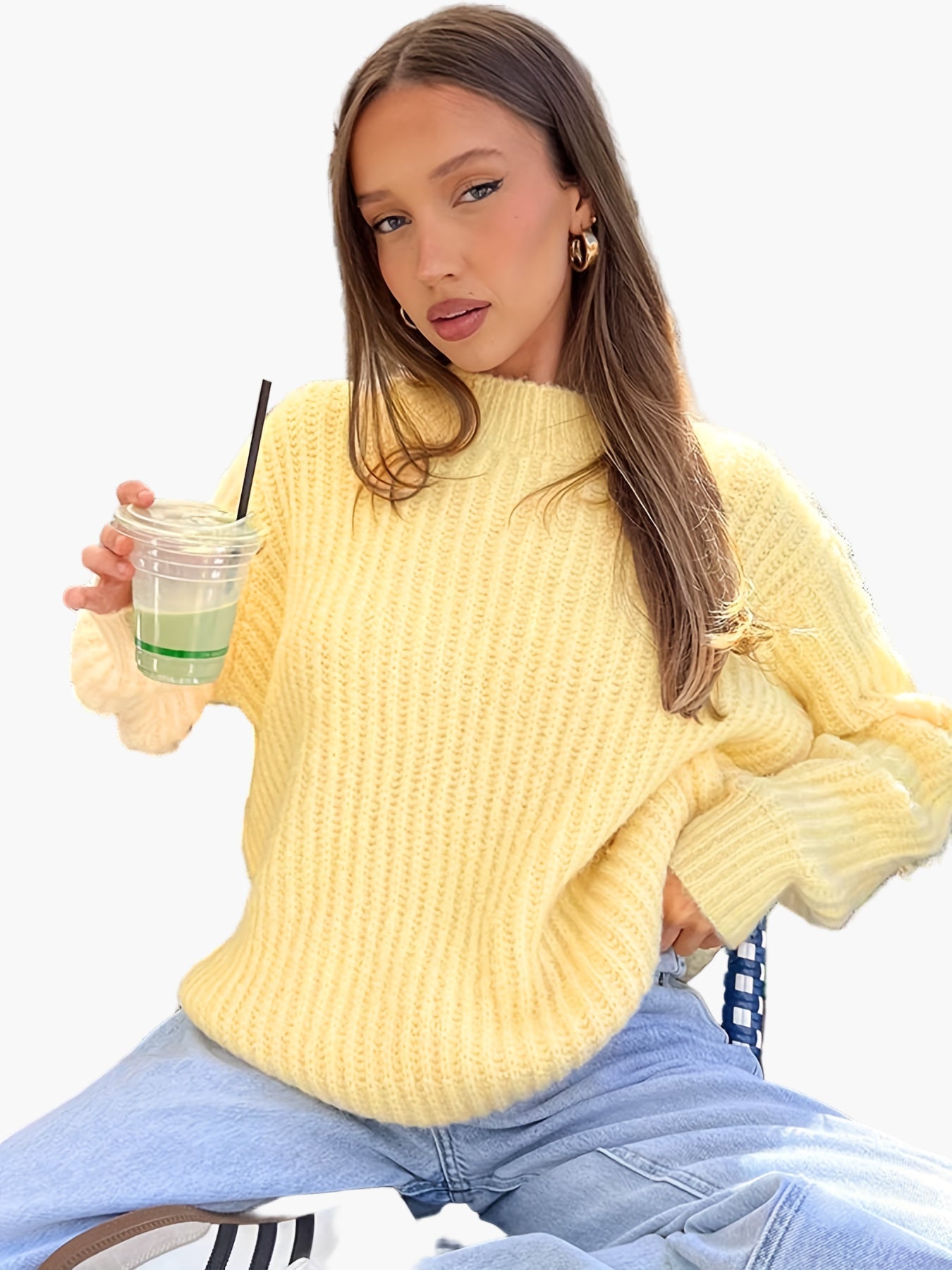 Damstickad avslappnad tröja för höst och vinter – vardagsstil och komfort