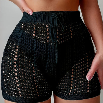 Dam Shorts med Hög Midja och Virkad Look – Trendiga Strandshorts för Semester och Sommar