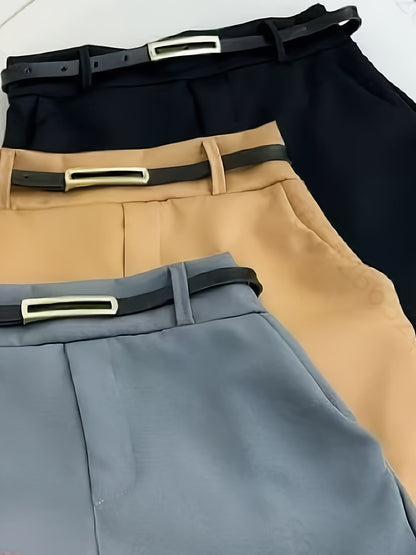 Dam Skort med Bälte och Hög Midja – Elegant och Praktisk för Vardagsbruk och Arbete