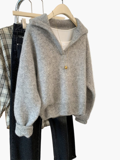 Damtröja Vintage V-ringad Stickad Höst/Vinter Fritidsstil