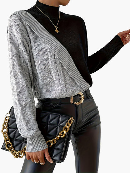 Damtröja i trendig färgblock-design, elegant stickad för vardag och fest