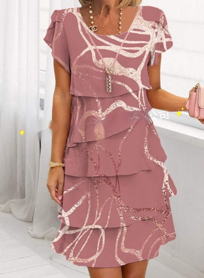 Damklänning Elegant Patchwork Layered Sommarklänning för Fester och Vardagsbruk