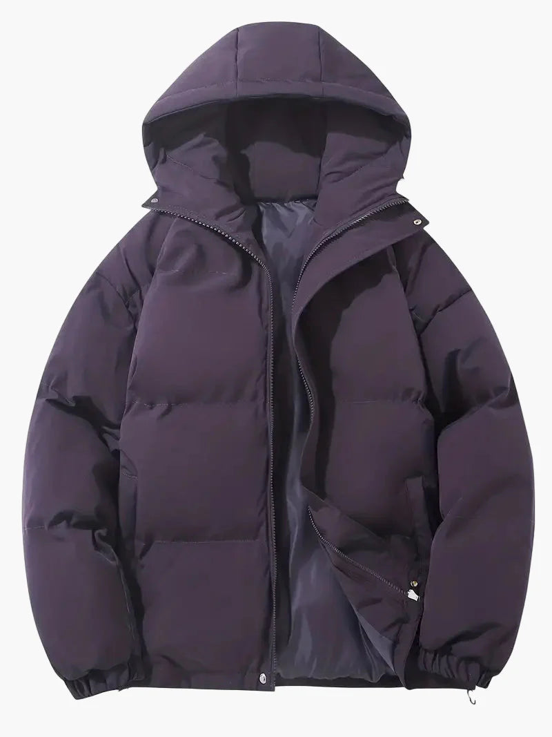 Herr Vinter Pufferjacka med Huva – Klassisk Stil & Optimal Värme för Kallt Väder