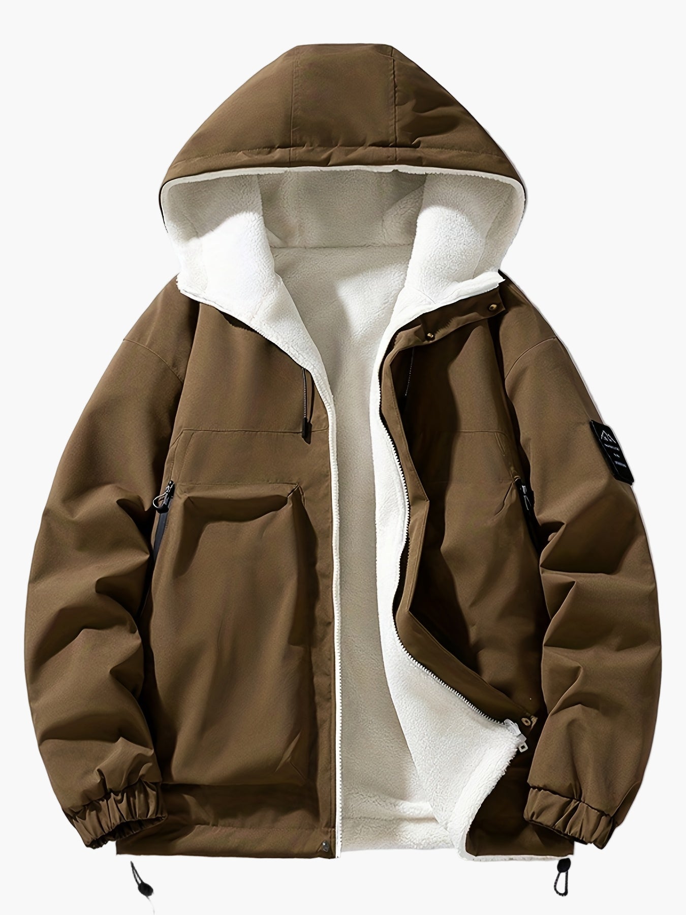 Herr Vind- och Vattentät Vinterjacka med Huva, Fodrad, Fritidsstil