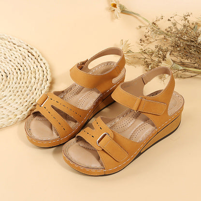Louise – Stora storlekar Peep Toe Avslappnade Sandaler i Romersk Stil