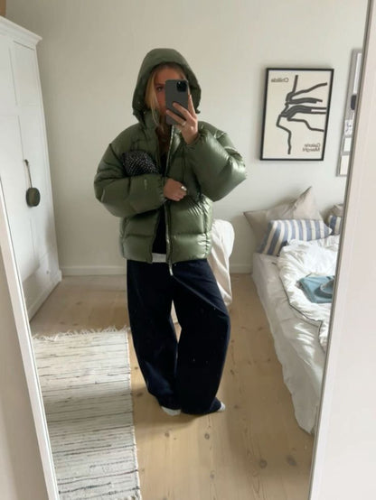 Herr Dunjacka Puffer för Vinter – Modern Streetwear med Vadderad Komfort och Praktisk Design