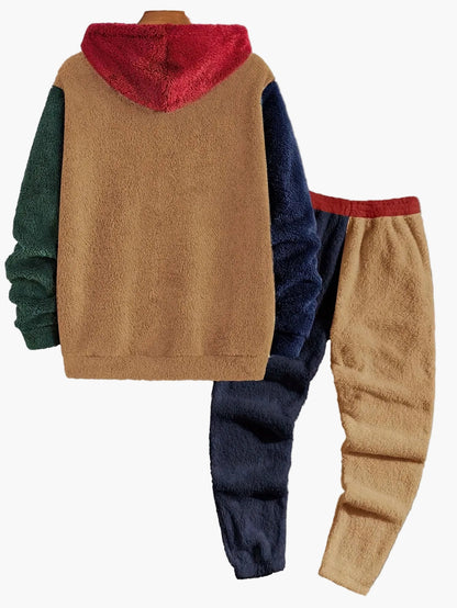 Herrarnas mysiga fleece set med huva – avslappnad vardagsstil för höst och vinter