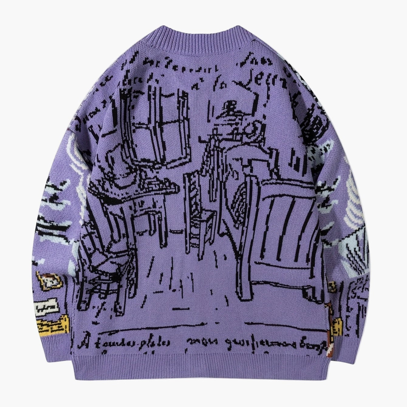 Herrkofta med konstnärligt porträtt och vintagemotiv – avslappnad stil för höst och vinter