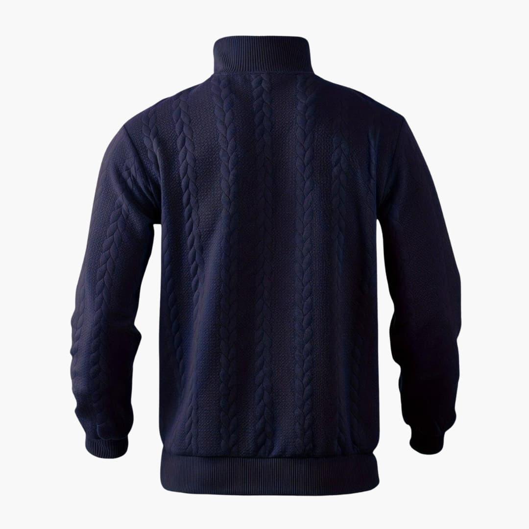 Herr Half-Zip Stickad Tröja – Klassisk Varm och Stilren Pullover för Vardag och Fritid