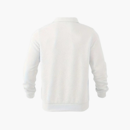 Herrtröja med Kvartdragkedja och Geometriskt Mönster – Modern Vintage Stil för Vardag och Fritid