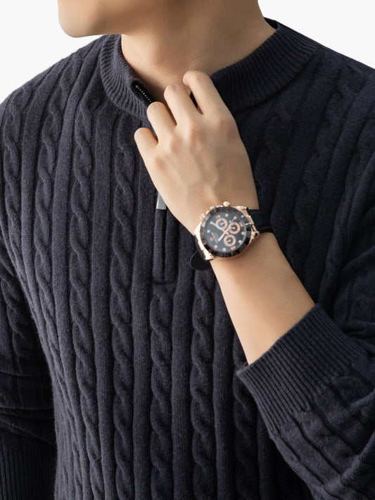 Herrtröja stickad kabelmönster med kvartsdragkedja – Elegant vardagsstil för höst och vinter